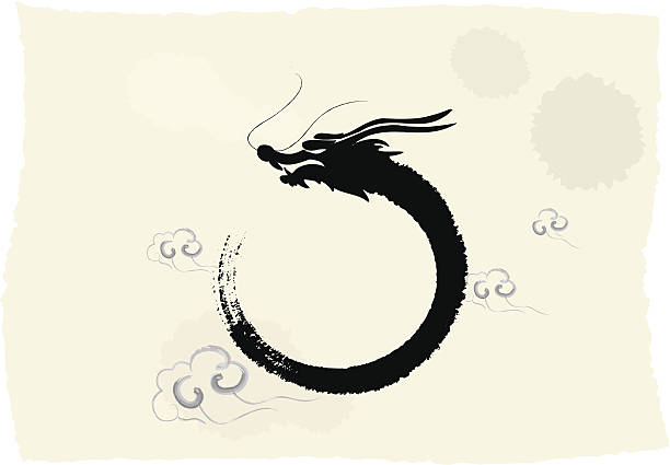 Chinese's Dragon Year Ink Painting Chinese's Dragon Year of the Ink Painting, The vector illustration is my own drawing dragons stock illustrations