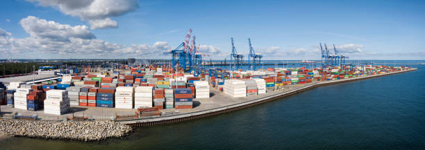 istock Container terminal at Baltic sea, Gdansk, Poland 1344594640