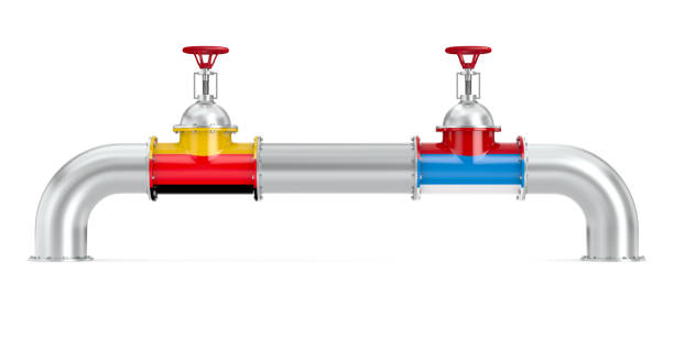 istock pipeline between Russia and Germany on white background. Isolated 3D illustration 1344596253