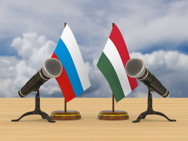 istock Relationship between Hungary and Russia. 3D illustration 1344596415