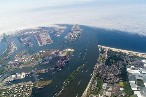 istock Rotterdam channels sea aerial view panorama 1344596732