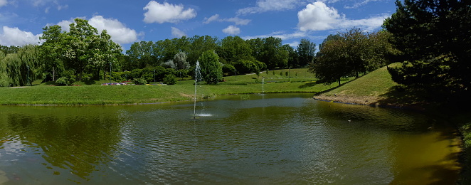 Pond in Spa gardens in Oberlaa in Vienna, Austria, Europe
