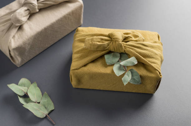 istock Eco-friendly gifts wrapping in linen cloth 1344599025