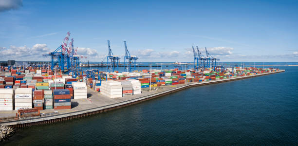 Container terminal at Baltic sea, Gdansk, Poland