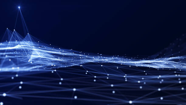 istock Polygon abstract background concept of dots and lines connected. with a dark background and empty space above. 1344602225
