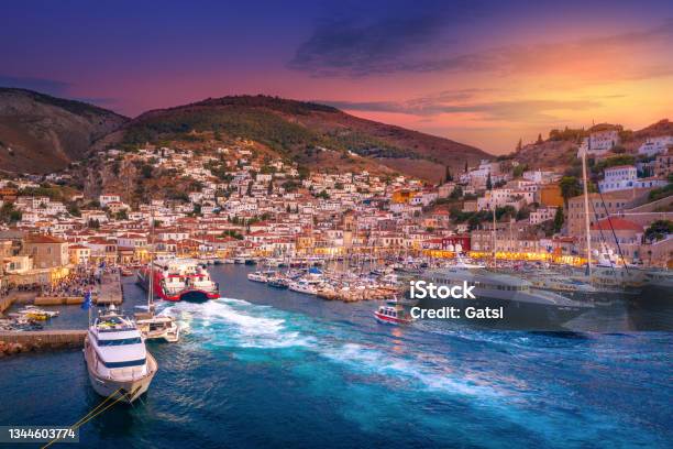 View Of The Amazing Hydra Island Greece Stock Photo - Download Image Now - Greece, Hydra - Greece, Tourism