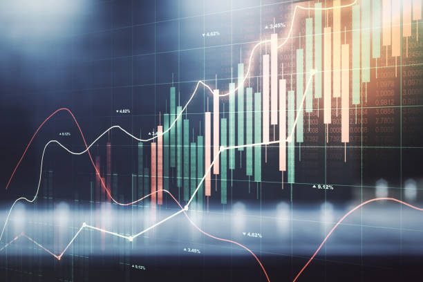 istock Multi exposure of abstract virtual financial graph hologram on blurry modern office building background, forex and investment concept 1344606317