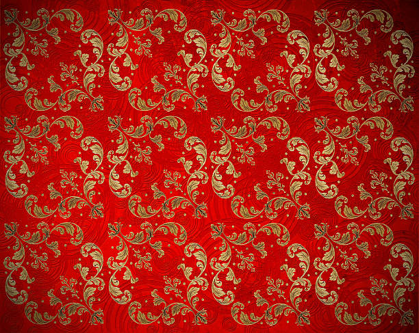 istock red background with golden floral decoration 134460638