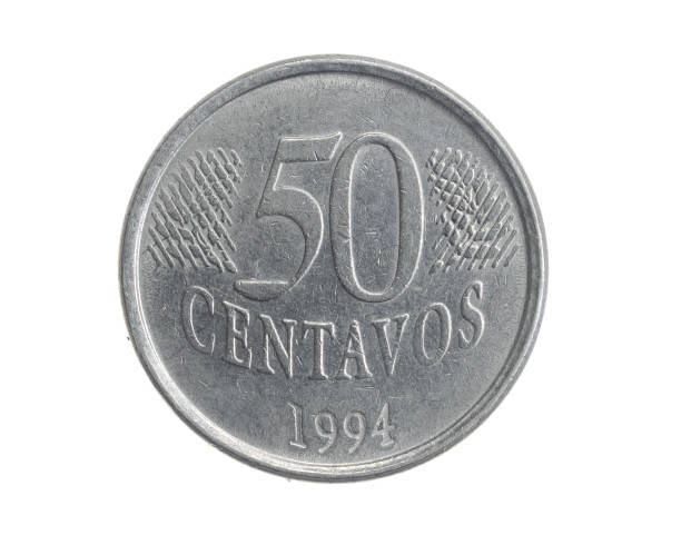 istock Brazil fifty centavos coin on a white isolated background 1344607821