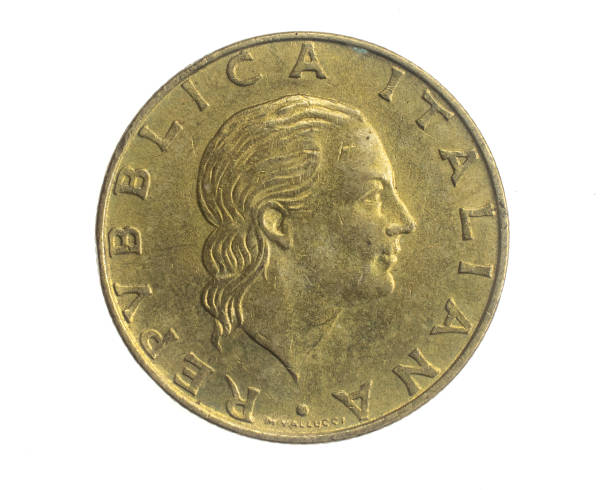 istock Italy two hundred lira coin on white isolated background 1344607836