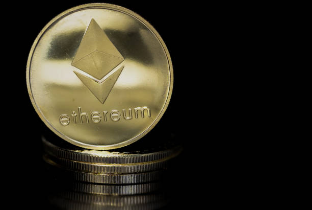 Cryptocurrency Coin Stack with Ethereum on Top Everett, WA - USA - 09-30-2021: Crypto Currency Coin Stack with Ethereum on Top ethereum stock pictures, royalty-free photos & images