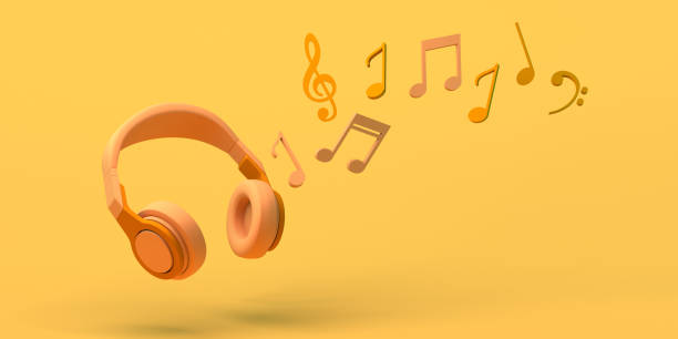 istock Music concept with headphones and musical notes. Copy space. 3D illustration. 1344610822