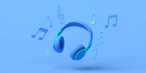 istock Music concept with headphones and musical notes. Copy space. 3D illustration. 1344610823