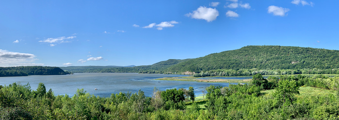 Ticonderoga, New York, USA - September 02, 2021: Fort Ticonderoga is a large 18th-century star fort built by the French at a narrows near the south end of Lake Champlain, New York,  USA.