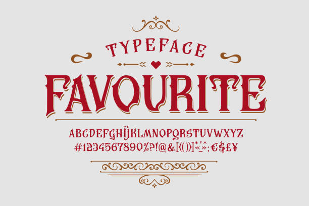 ilustrações de stock, clip art, desenhos animados e ícones de font favourite. vintage typeface design for logo - estilo do século 19