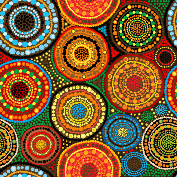 kuvapankkikuvitukset aiheesta afrikkalainen saumaton tausta, jossa on nätit ja pyöreät muodot - tapestry