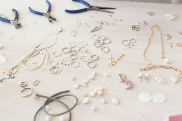 istock Jewelry making tools and accessories. Hobby, craft and handmade. 1344614039