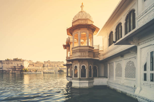 View of Udaipur and lake Pichola in early morning, Rajasthan, India