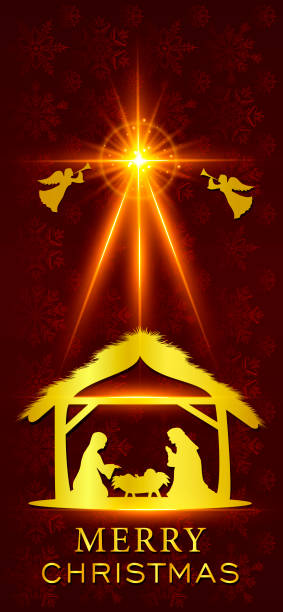 ilustrações de stock, clip art, desenhos animados e ícones de nativity banner - brass instrument flash