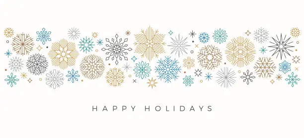 Vector illustration of Holiday Snowflake Border