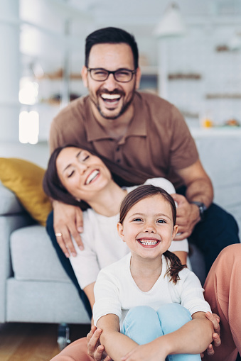 Portrait of a happy family at home