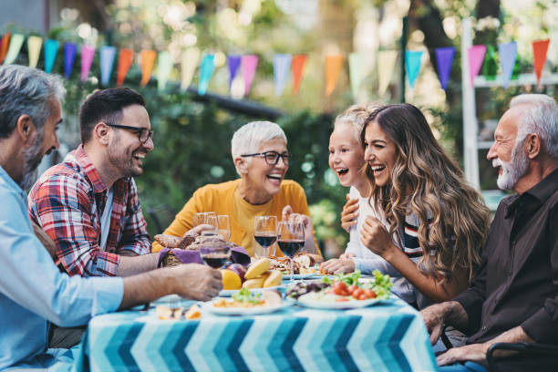 istock Happy family celebrating together 1344621233