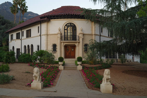 Altadena, California, USA - May 31, 2021: this image shows the landmark Balian Mansion shown at dusk.