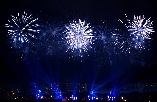 Fireworks background, Festival anniversary, New Year Christmas show
