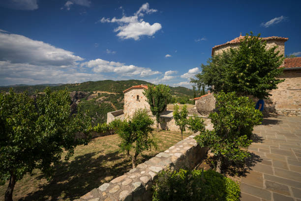 View to Holy Trinity Monastery in Meteora, Greece