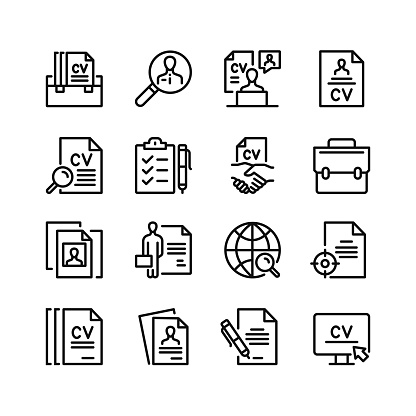 Job line icons. Set of outline symbols, simple graphic elements, modern linear style black pictograms collection. Vector icons set