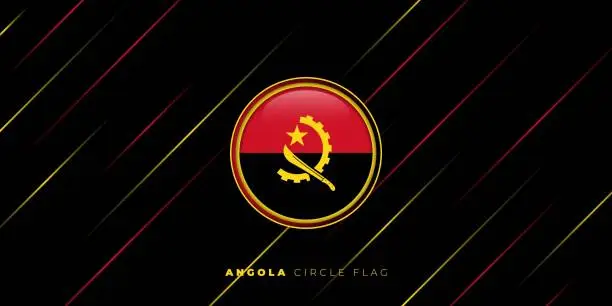 Vector illustration of Angola Circle flag design with yellow and red light lines. Angola Independence day background