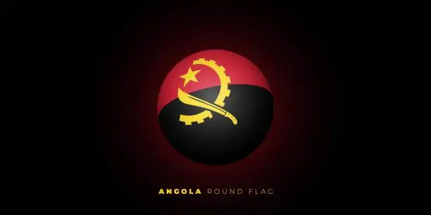 Vector illustration of Angola Round flag with 3d style design. Angola Independence day background