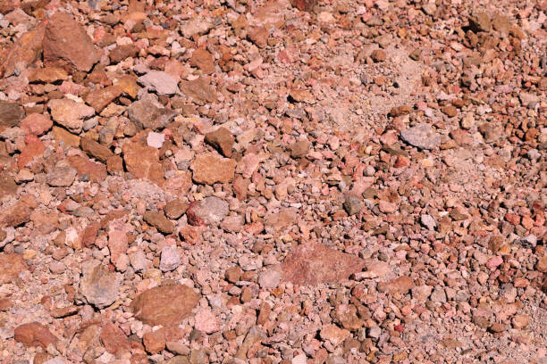istock view of bright red earth, background, texture. 1344627541