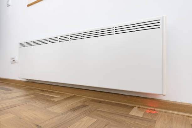 istock Smart heater convector. Smart Home with the smart heating system. Electric panel heating concept. 1344627702