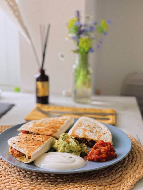 Quesadilla with chicken and mushrooms