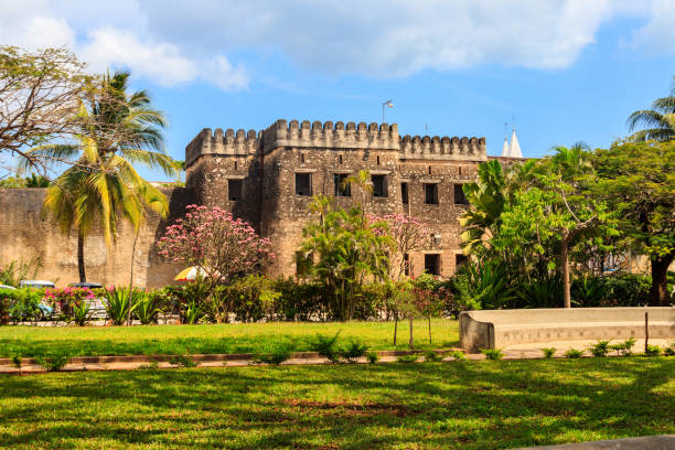 старый форт, также известный как арабский форт - это укрепление, расположенное в каменном городе на занзибаре, танзания - tanzania стоковые фото и изображения