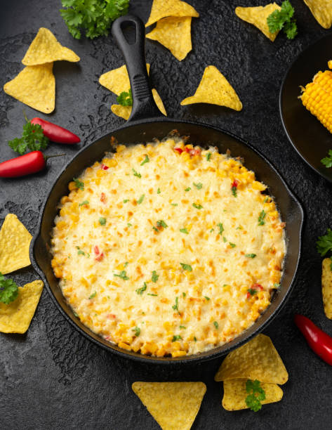 istock Korean Corn Cheese in cast iron skillet frying pan 1344634174
