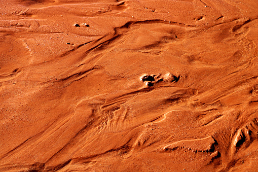 Footprints in the sand on the footpath towards Horseshoe Bend in Arizona