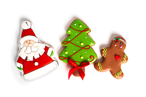 Gingerbread cookies isolated on a white background. Cristmas cookies isolated. High quality photo