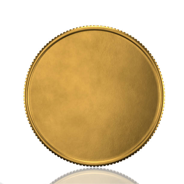 istock Blank template for gold coin or medal with metallic texture. Front view. 3d render. 1344645471