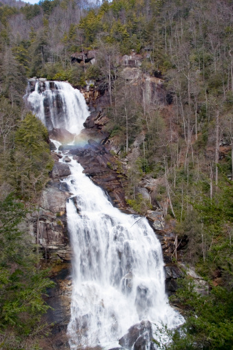 Late Winter Upper Whitewater Falls From Viewing Platform Foothills Trail Natahala National Forest North Carolina