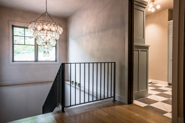 istock Upstairs landing with wood flooring 1344651244