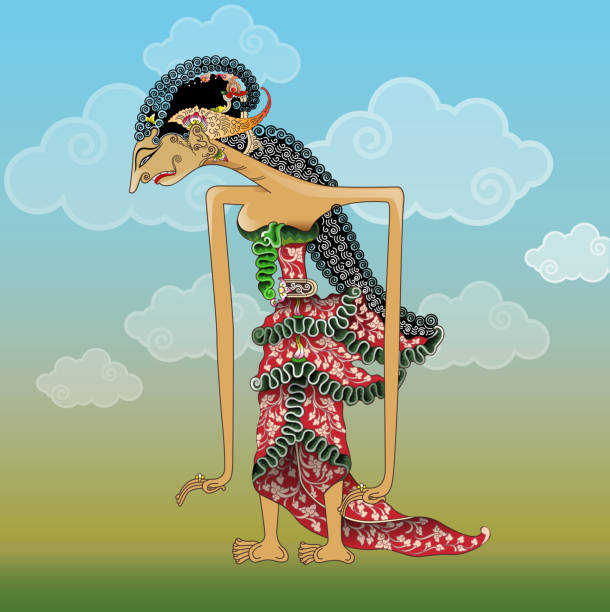 Dewi Shinta Shadow puppet character Vector illustration, modification of Dewi Shinta's puppet character. wayang kulit stock illustrations