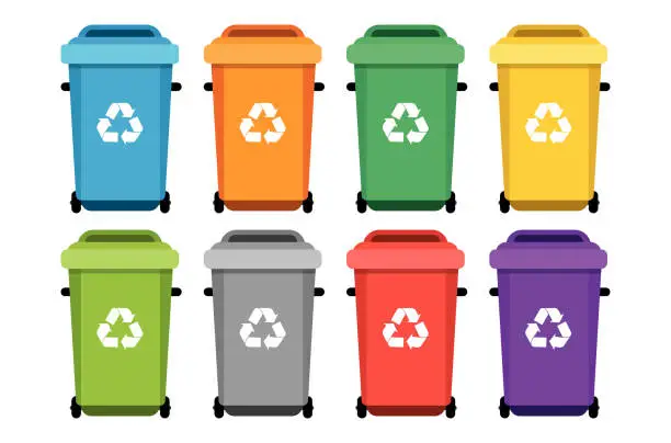 Vector illustration of Eco trash cans. Vector illustration