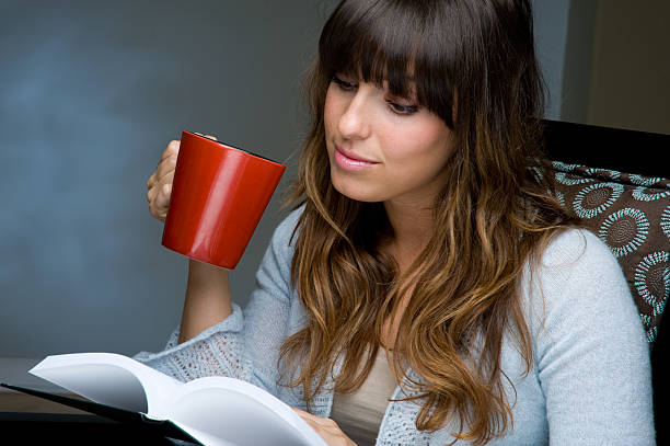 Woman reading stock photo