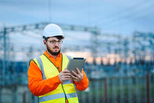 istock Electrical engineer working in front of Electricity power station 1344662797