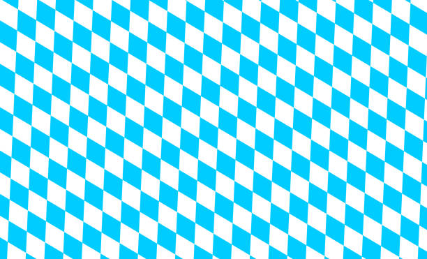 바이에른 마름모꼴 배경. 파란색과 흰색 마름모와 전통적인 옥토버 페스트 패턴. 바이에른 플래그 색상. 벡터 플랫 일러스트레이션 - bayern stock illustrations