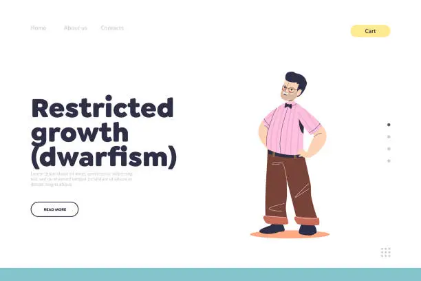 Vector illustration of Dwarfism concept of landing page with disabled man with restricted growth disease