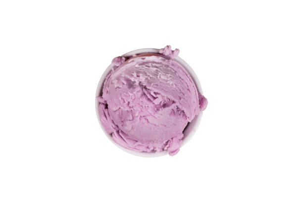 istock Grape-flavored purple ice cream. Top photography with isolated object with white background. 1344663660