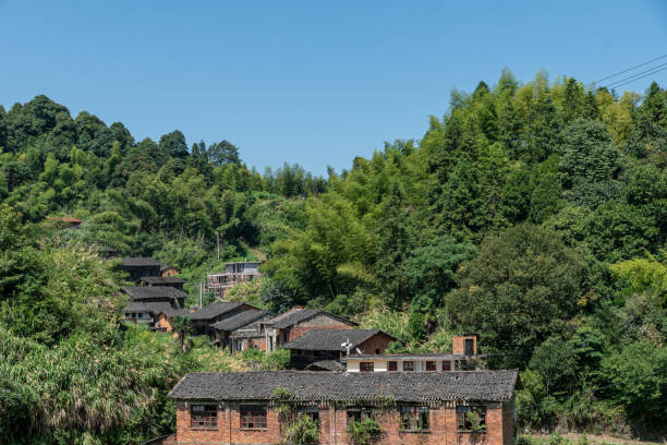istock Fields and houses in the countryside under the blue sky 1344667685